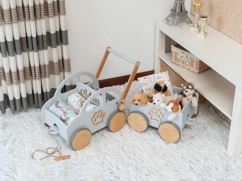 Wooden Toddler Walker Baby Push Toy Car with Wheels, Custom Baby Walker Vehicle Montessori Toy. Unique Personalized 1st Birthday Gift image 8