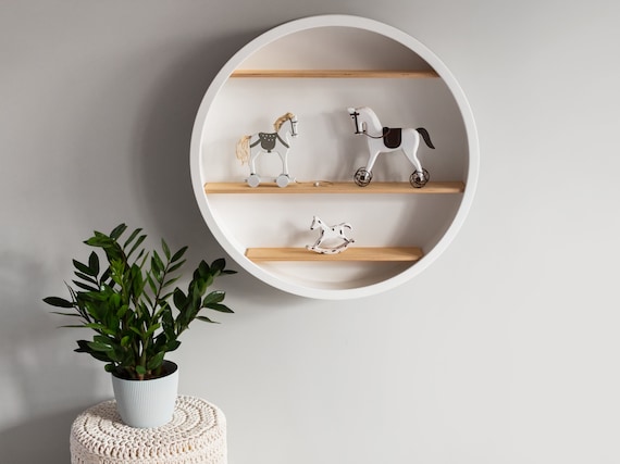 Modern Round Nursery Shelf Toddler Toy Rack Nursery kids Room