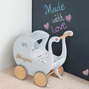 Poppenwagen, Baby Push Walker, Houten Wagen, poppenwagen, Gepersonaliseerde kinderwagen, 1e verjaardagscadeau, Speelgoed voor de kinderkamer
