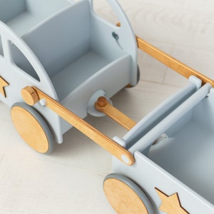 Wooden Toddler Walker Baby Push Toy Car with Wheels, Custom Baby Walker Vehicle Montessori Toy. Unique Personalized 1st Birthday Gift image 5