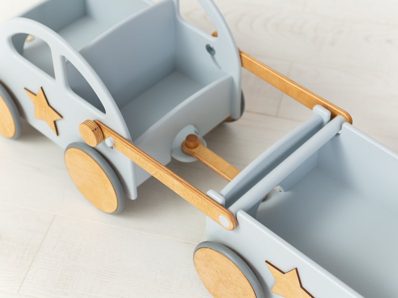 Wooden Toddler Walker Baby Push Toy Car with Wheels, Custom Baby Walker Vehicle Montessori Toy. Unique Personalized 1st Birthday Gift image 5