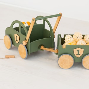 Kids Toy Box with Wheels | Wooden Baby Wagon | Pull Toy Wagon for Girl | Personalized Baby Girl Pull Toy Box | Montessori Toy | Pull Toy wit Wheels | Custom Toy with Name | Handmade Baby Girl Gift | First Birthday Gift for Girl | Montessori Baby Toy