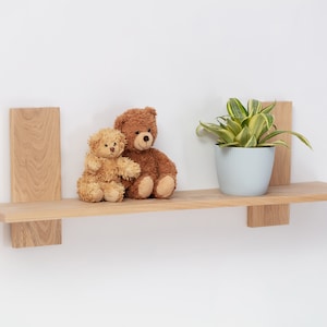 Vintage Oak Wall Shelf: Nursery & Playroom Decor