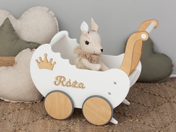 Cadeau personnalisé pour bébé fille, Jouet en bois, Poussette de poupée  avec nom pour enfant de 12 mois, Cadeaux pour le 1er anniversaire -   France