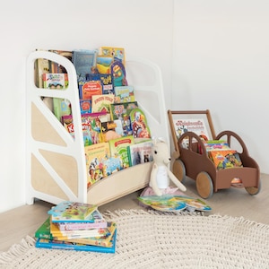 Kids Montessori Bookshelf – Personalized Bookcase, Boho Nursery Furniture, Wooden Shelf, Toddler Room Decor
