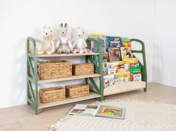 Montessori Shelf Set: Birch Toy Shelf + Bookshelf - Toddler Room Furniture