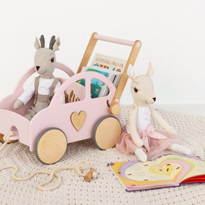 Baby Girl Walker | Push & Pull Toy Car | Montessori Baby Toy | Wooden Walker for Toddlers | Personalized Toy Car | Baby Girl Birthday Gift