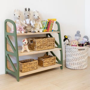 Handmade Montessori Bookshelf: 3-Tier Wooden Nursery Organizer