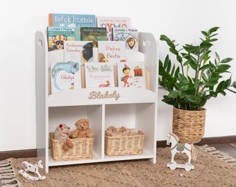 Estantería Montessori para habitación infantil: Exhibición de libros frontal