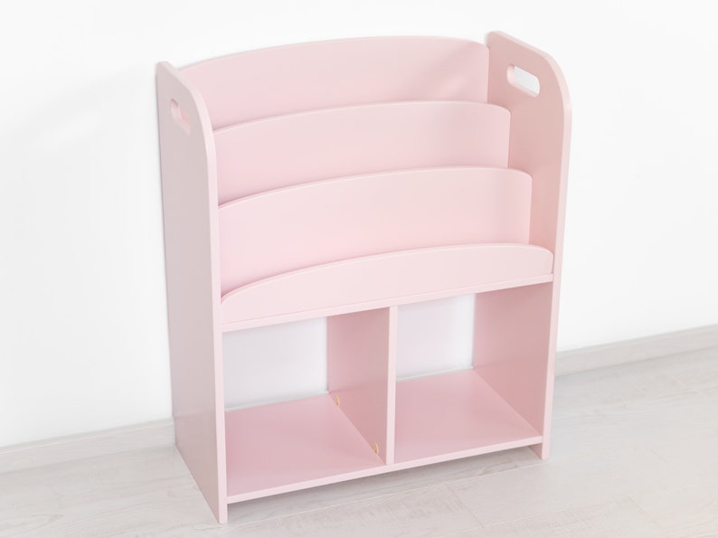 Librería Montessori rosa: estantería de madera para guardería y sala de juegos imagen 10