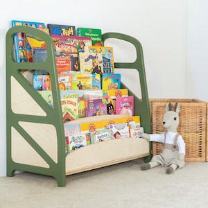Montessori Kids Bookshelf: Handmade Birch Plywood Toddler Book Organizer