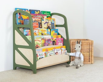 Montessori Kids Bookshelf: Handmade Birch Plywood Toddler Book Organizer