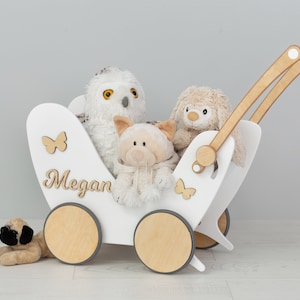 Baby & Toddler Toy Wooden Walker with Gender Neutral Design, Montessori Push Cart, Doll Stroller, Gift for One Year Old / 1st Birthday Gift