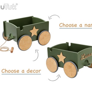 Kids Toy Box with Wheels | Wooden Baby Wagon | Pull Toy Wagon for Girl | Personalized Baby Girl Pull Toy Box | Montessori Toy | Pull Toy wit Wheels | Custom Toy with Name | Handmade Baby Girl Gift | First Birthday Gift for Girl | Montessori Baby Toy