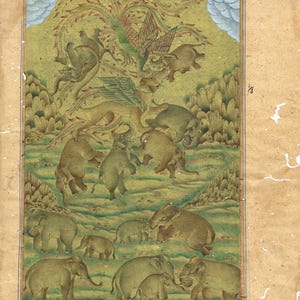Indisches Vintage Elefantenbild: Zirkus Familie Art, Mughal Style