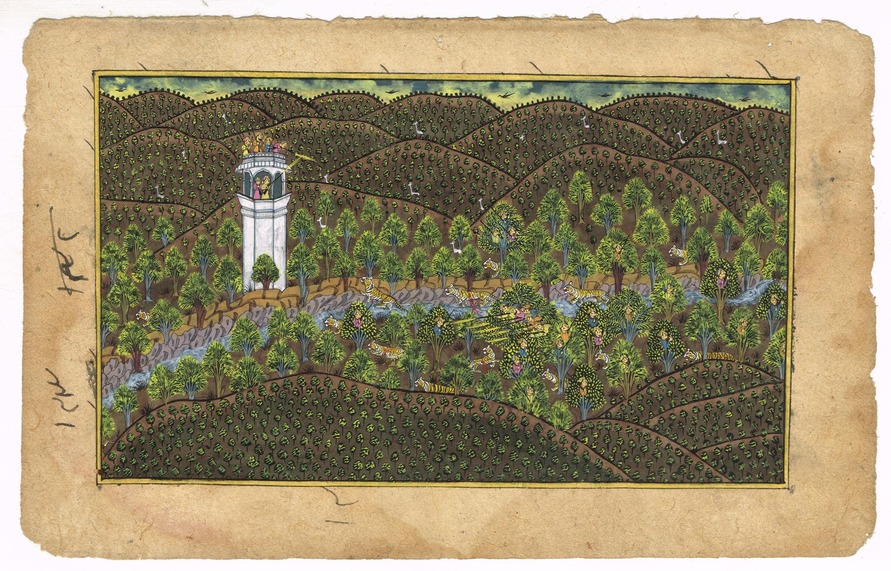 アンティーク◇ムガル帝国の細密画＊印Miniature Old Painting ムガル