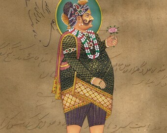 インド細密画: マハラジャ・サワイ・マド・シン、古い切手紙に描かれた