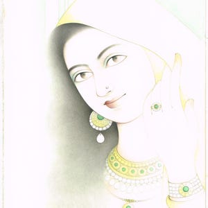 Handmade Indian Ragini Painting: Fine Art Portrait (11x14 Inches)
