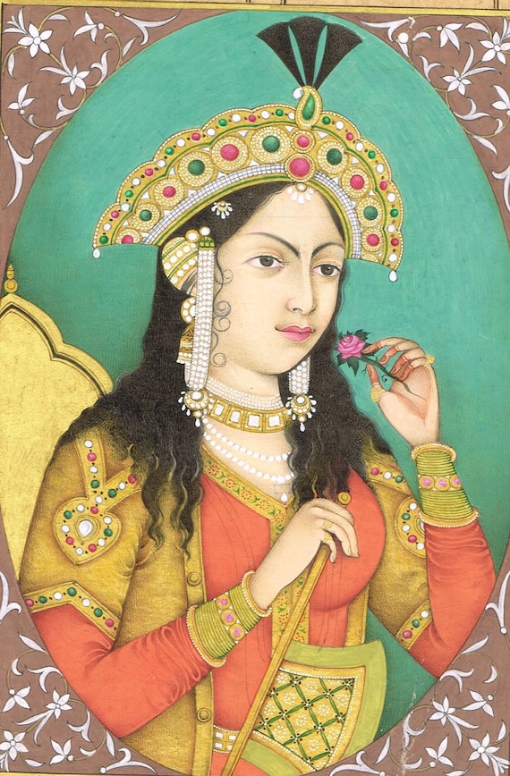 ジュル・パスキン、マリエッタの肖像、希少な画集より、新品高級額装付 Vintage Mughal Queen Mumtaz Mahal Portrait Painting: Stone Colors