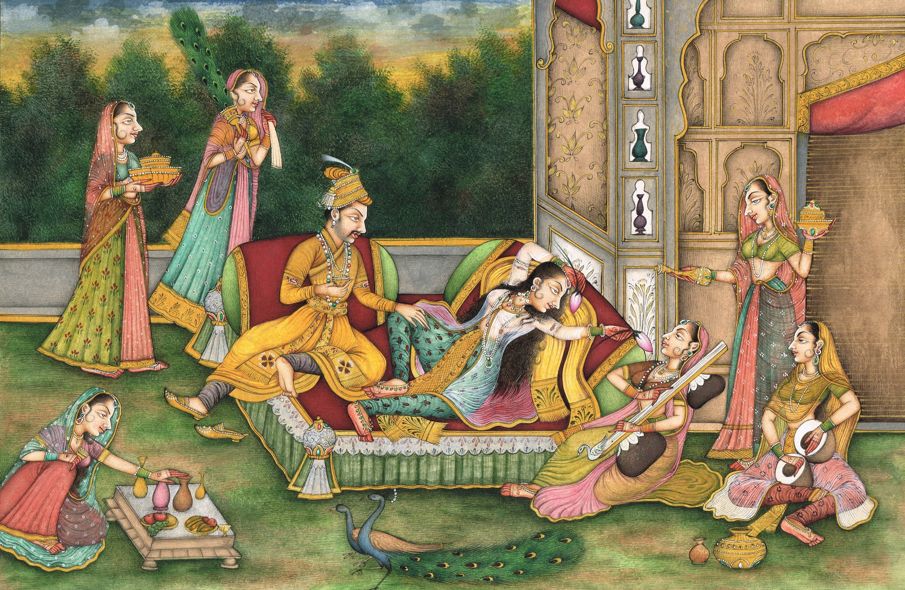 インドの伝統的な絵画 王族の行列 インドの伝統的な絵画 王族