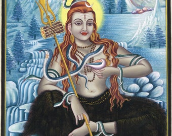 Lord Shiva Painting Hand Miniature Hindu Religious Art on Silk - Etsy Lord Shiva Painting Hand Miniature Hindu Religious Art on Silk - Etsy