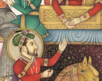 ムガル帝国皇帝シャー・ジャハーンの細密画：インドのヴィンテージ