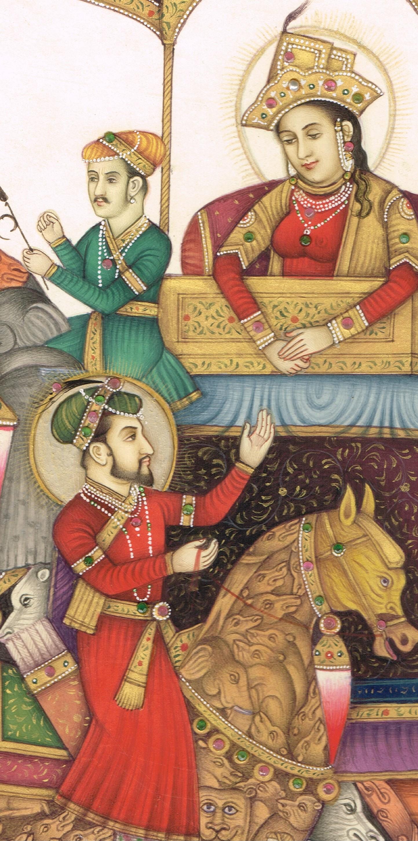 ムガル帝国皇帝シャー・ジャハーンの細密画：インドのヴィンテージ