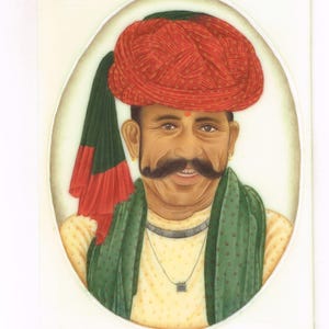 Handmade Rajasthani Miniature Painting: Indian Old Man Portrait (3x4 Inches)
