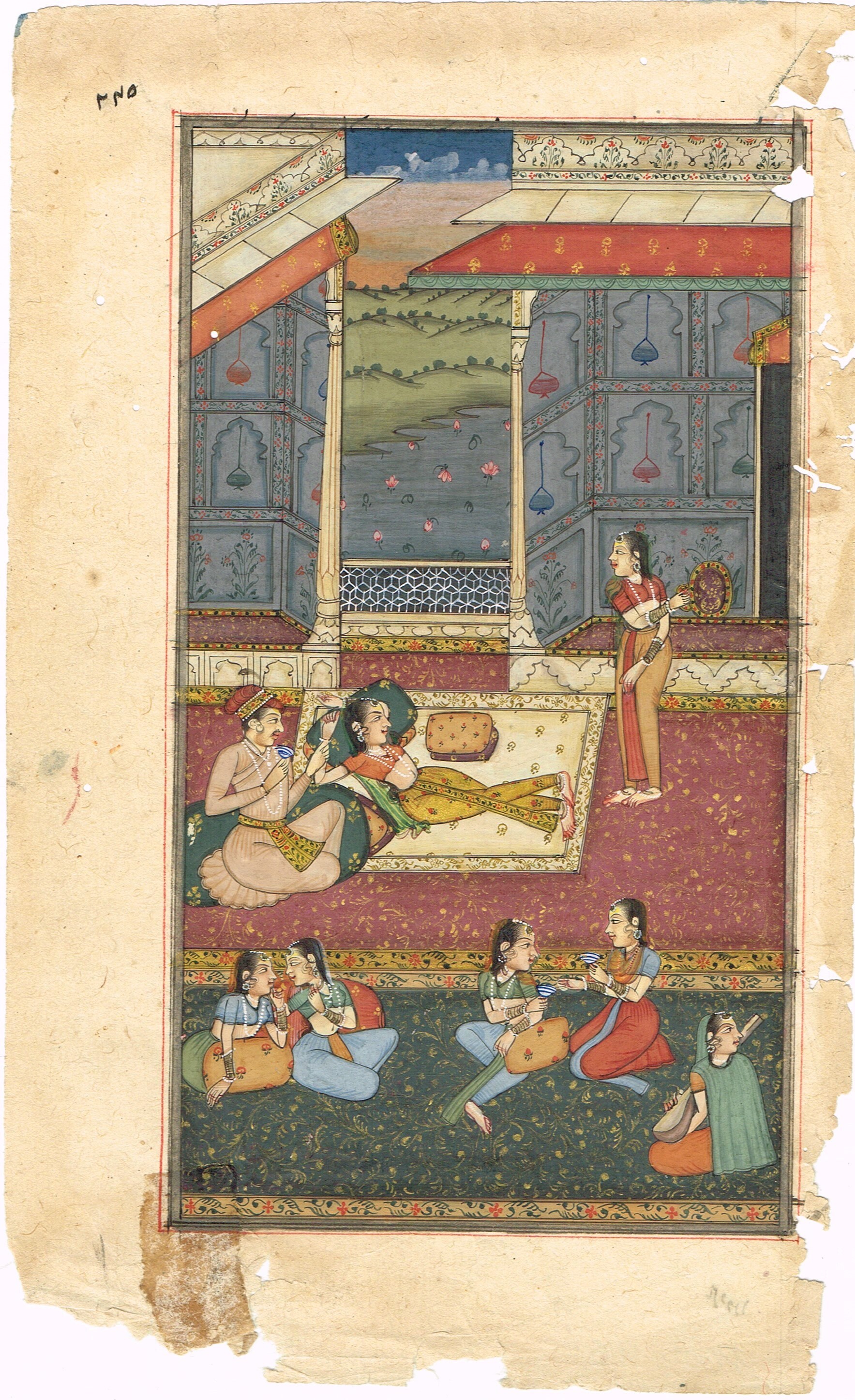 絵画  インド  古物 アクバル帝（1542-1605）の妃ジョダバイの肖像画