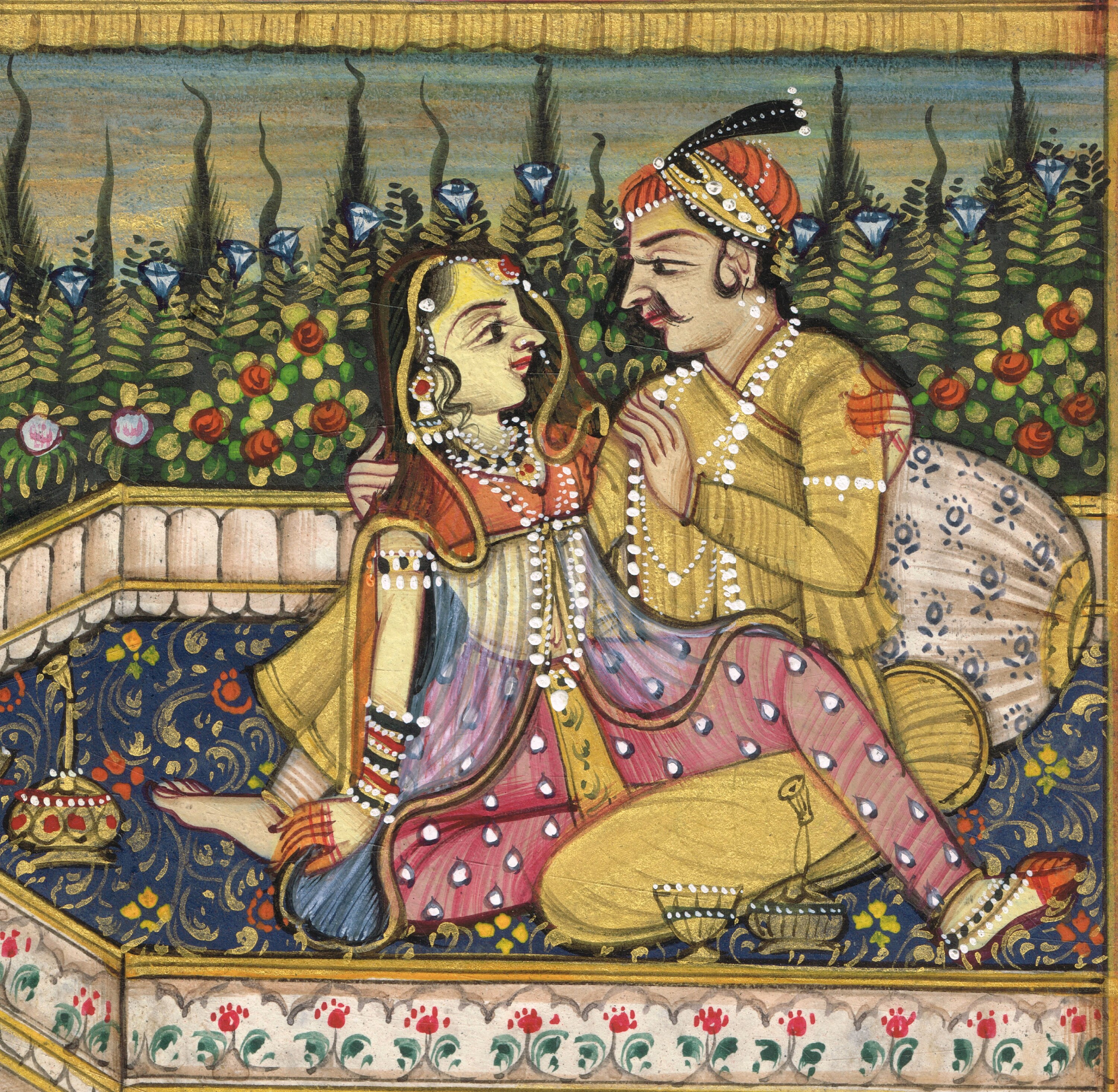 ヴィンテージムガル帝国の細密画：皇帝と皇后の紙絵（6x9.5） - Etsy 日本