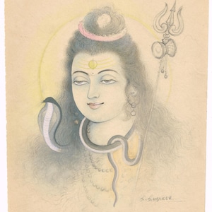 Hand Painted Miniature Lord Shiva Art: Hindu Religious Painting