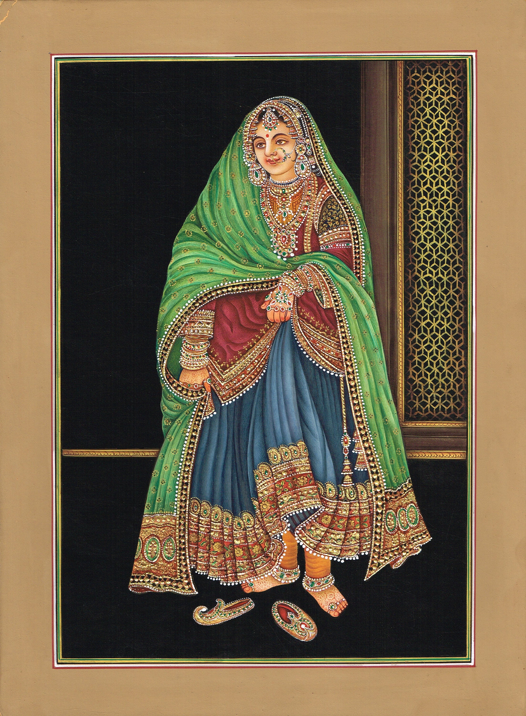 Indian Miniature Lady Painting of Amritsari Lady of Punjab Fine