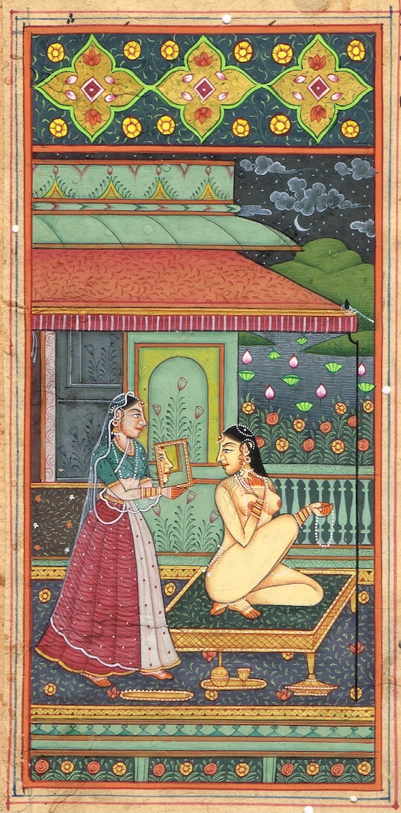 Indian Miniature Painting | Erotic Queen Terrace Art, 3.75x5.75 - Etsy