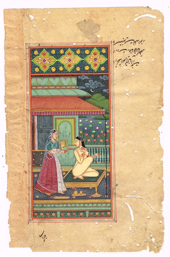 Indian Miniature Painting | Erotic Queen Terrace Art, 3.75x5.75 - Etsy