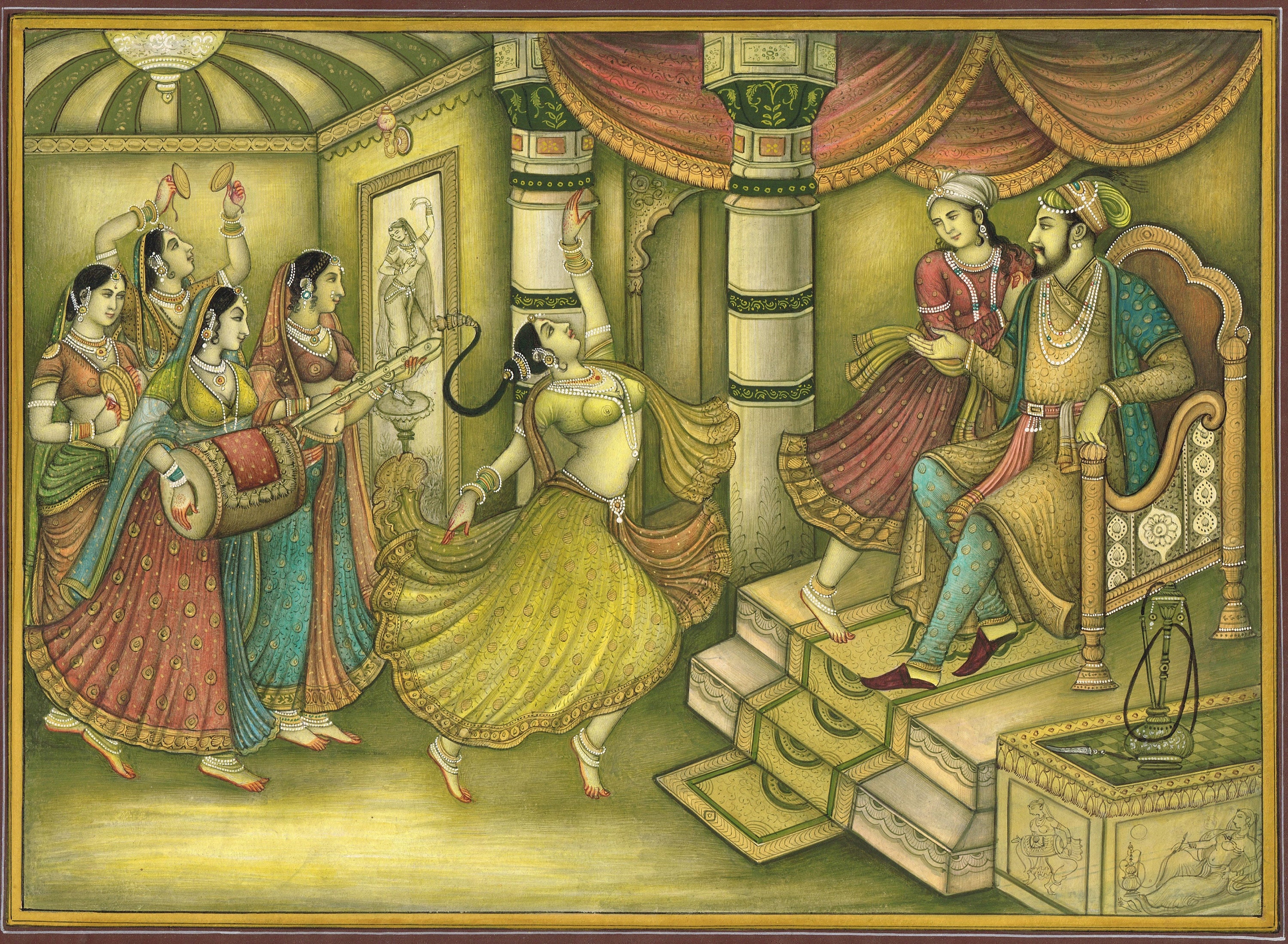 Mughal Miniature Painting: Shahjahan & Mumtaz Mahal, Indian