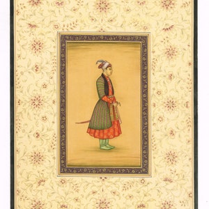 Miniature Portrait Painting Of Sultan Azim Al-Din Handmade Mughal Vintage Art Painting On Paper | Emperor Old Painting For Wall Hanging