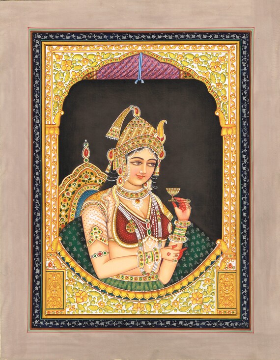 Portrait of Mughal Empress 10x13 Inches Hand Miniature Art of Mughal Queen  Painting Home Decor Wall Painting of Indian Queen - Etsy UK