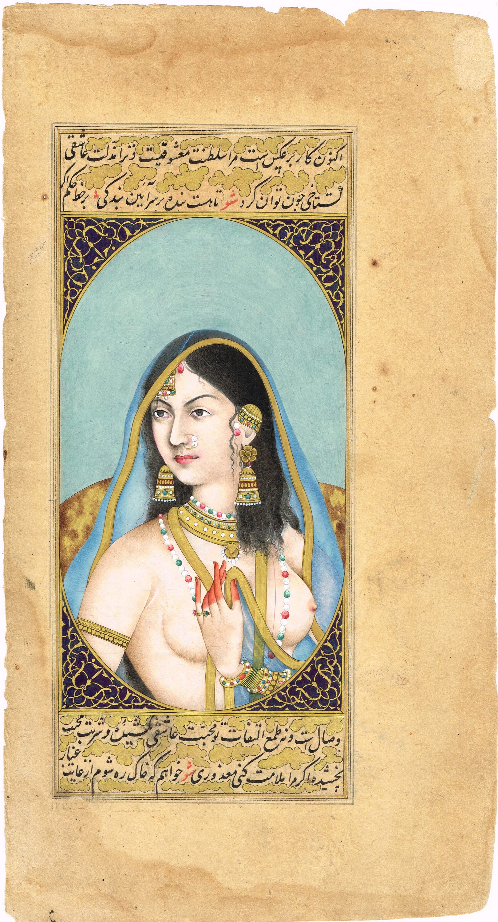 Indian Art Nude - Semi Nude Portrait Painting of Indian Queen Handmade Super - Etsy Israel