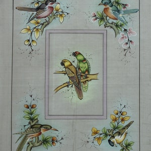 Birds Painting On Silk Cloth Handmade Wildlife Nature Art For Wall Hanging 16x21 Inches | Birds For Wall | Birds Art For Home Decor Gift