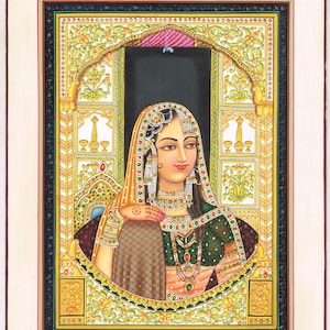 Portrait Painting Of Mughal Empress Jodha Bai Gouache Pigments On Paper portrait-painting-of-mughal-empress-jodha-bai-gouache-pigments-on-paper