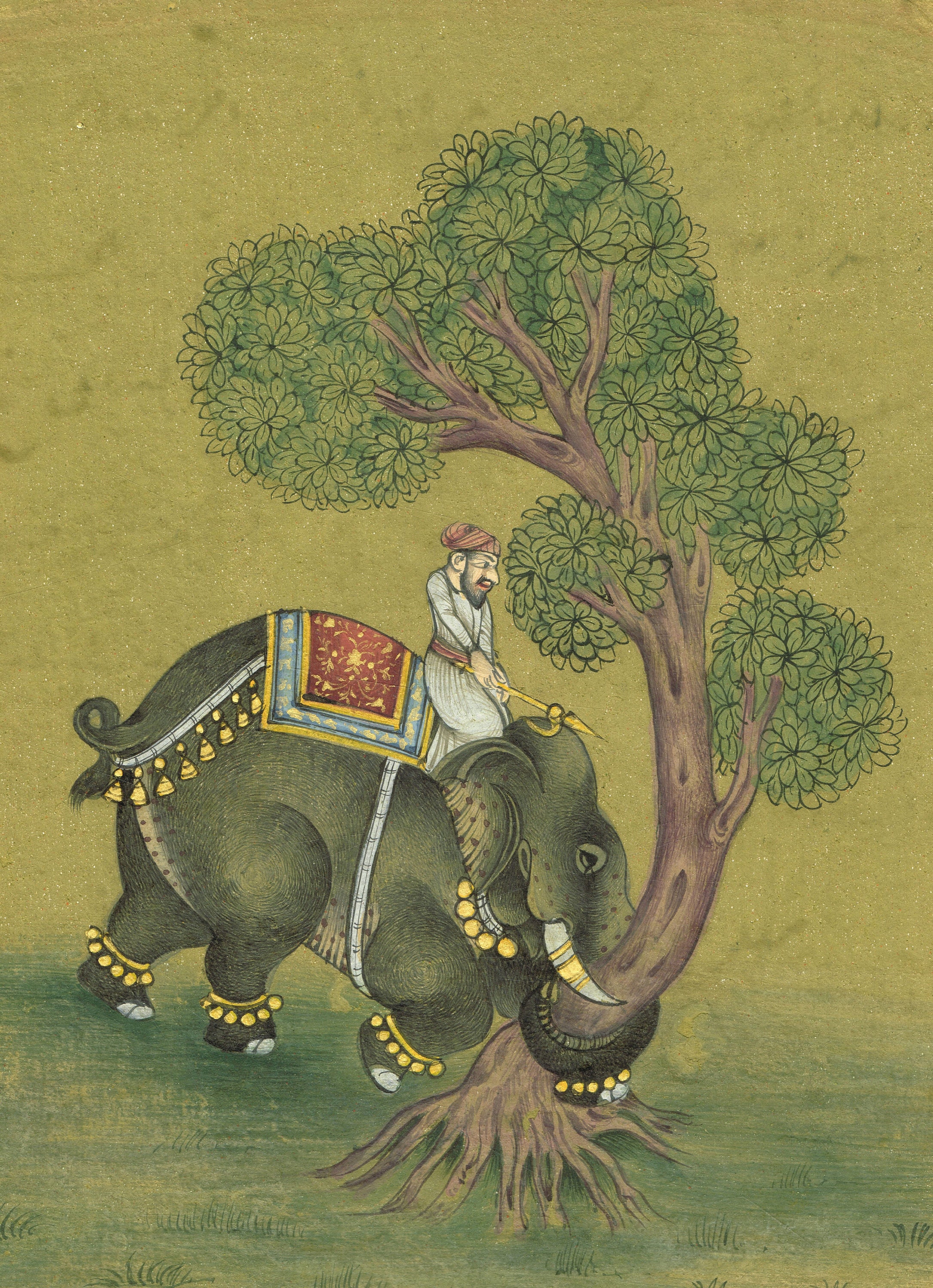 手作りのムガル帝国の象のミニチュア絵画：インド帝国の芸術 - Etsy 日本