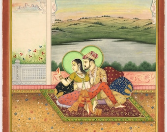 ムガル帝国の細密画：シャー・ジャハーンとムムターズ・マハルの愛の