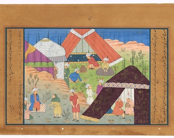Handmade Persian Miniature Painting: Empire Art on Paper