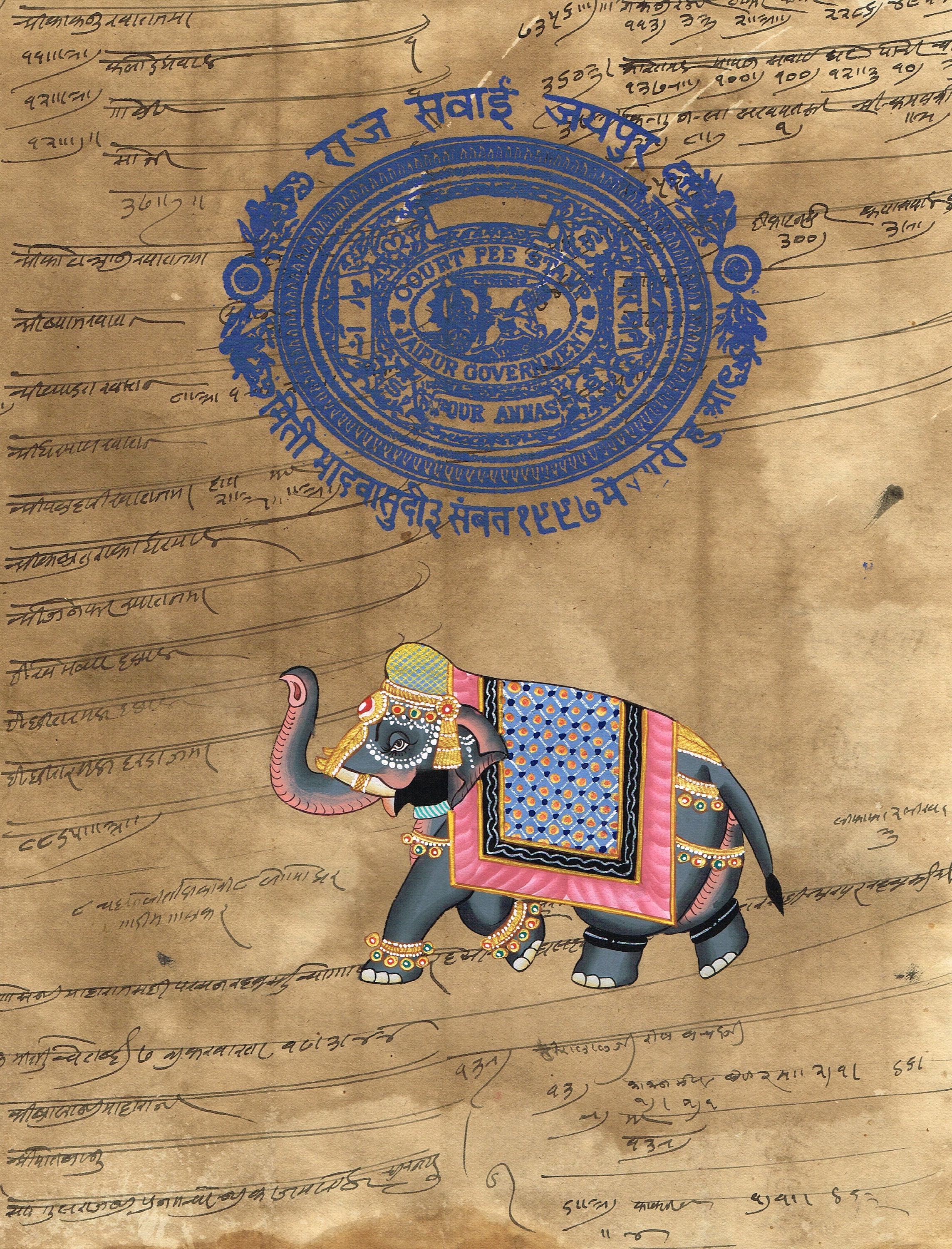 Handgemaakt miniatuurschilderij olifant: steenkleuren op oud  postzegelpapier - Etsy België, image size:2288x3000