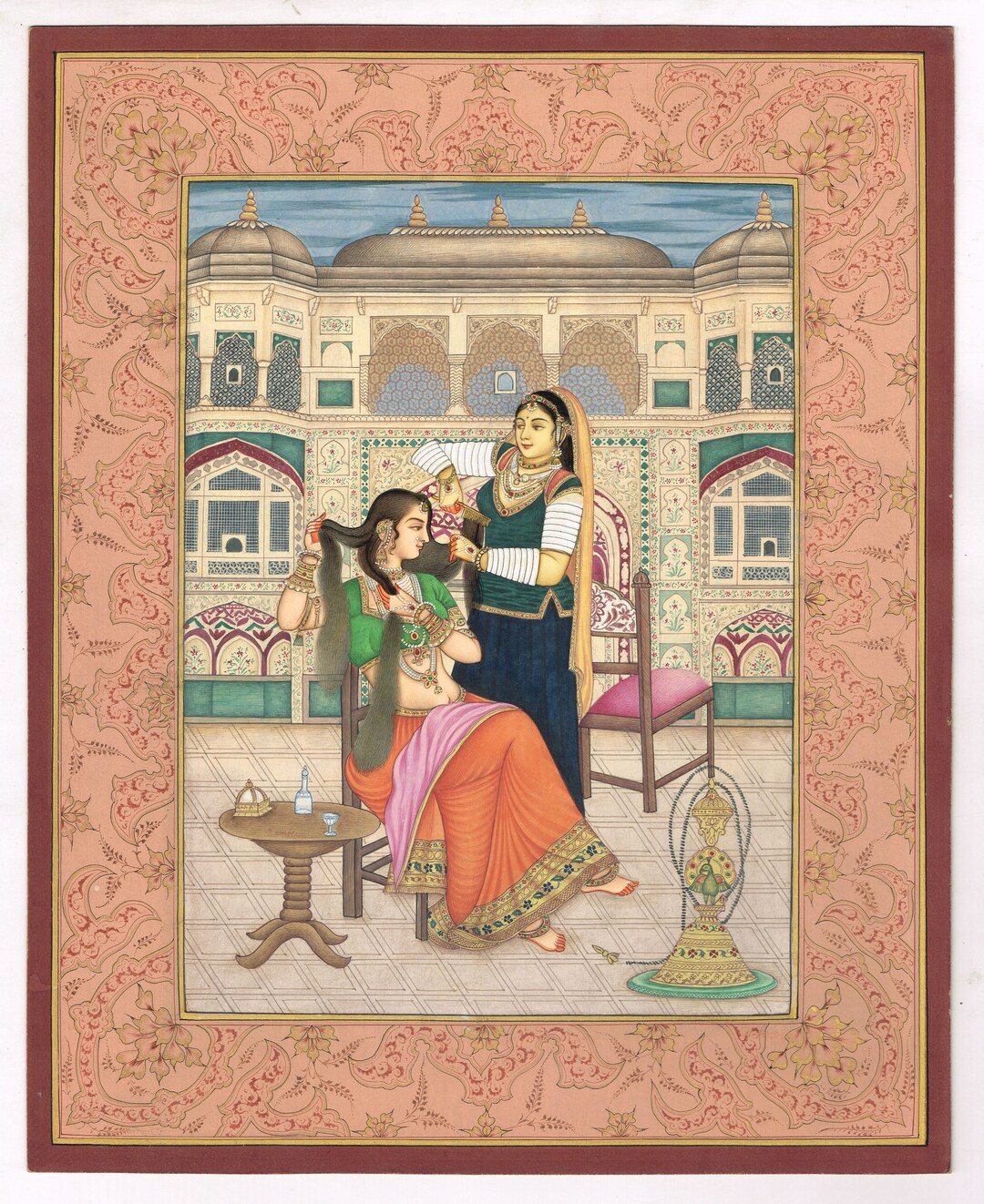 ラージプート王妃のミニチュア絵画：インド王室の化粧芸術（10.5x13