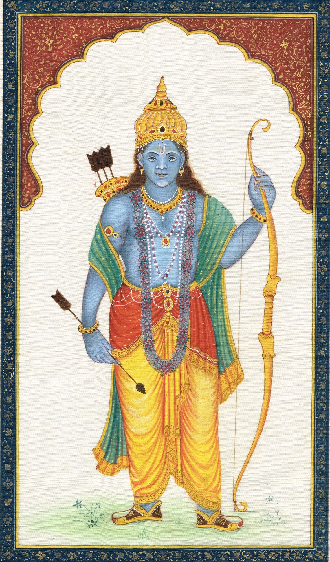 Religion Color Rama Lord Rama Painting of Hindu Religious Art on Silk Cloth for Wall ...