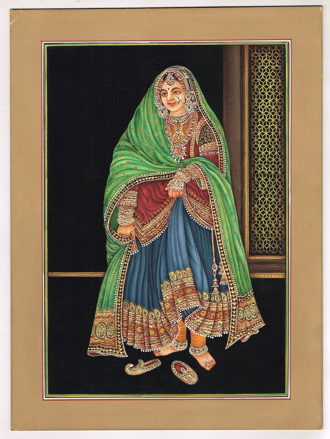 Indian Miniature Lady Painting of Amritsari Lady of Punjab Fine