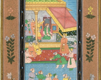 Handmade Mughal Court Painting on Silk: Indian Miniature Art - Etsy
