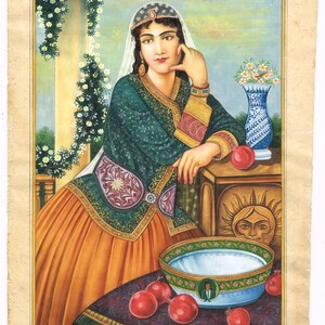 イランのミニチュアアートブック　iranian / Persian　ペルシャ語 Persian Miniature Painting Youth Reading Handmade Fine Art