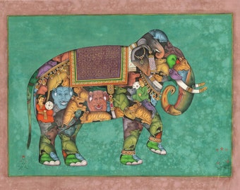 インドの伝統アート 象と騎士の絵 il_340x270.4232788906_huxb.jpg